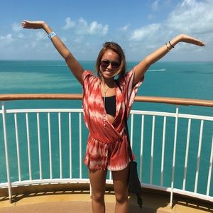 Orange tie dye romper